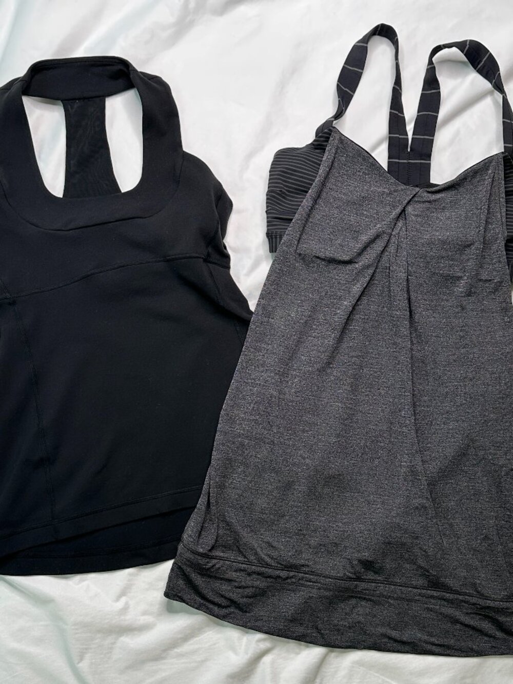 Lululemon Rest Less Run Tank Top Scoop Neck Size 6 Hyper Stripe Grey Black Lot 2